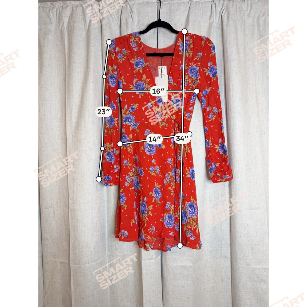 ZARA ORANGE DRESS WITH BLUE FLOWERS SIZE XSMALL - Picture 3 of 6